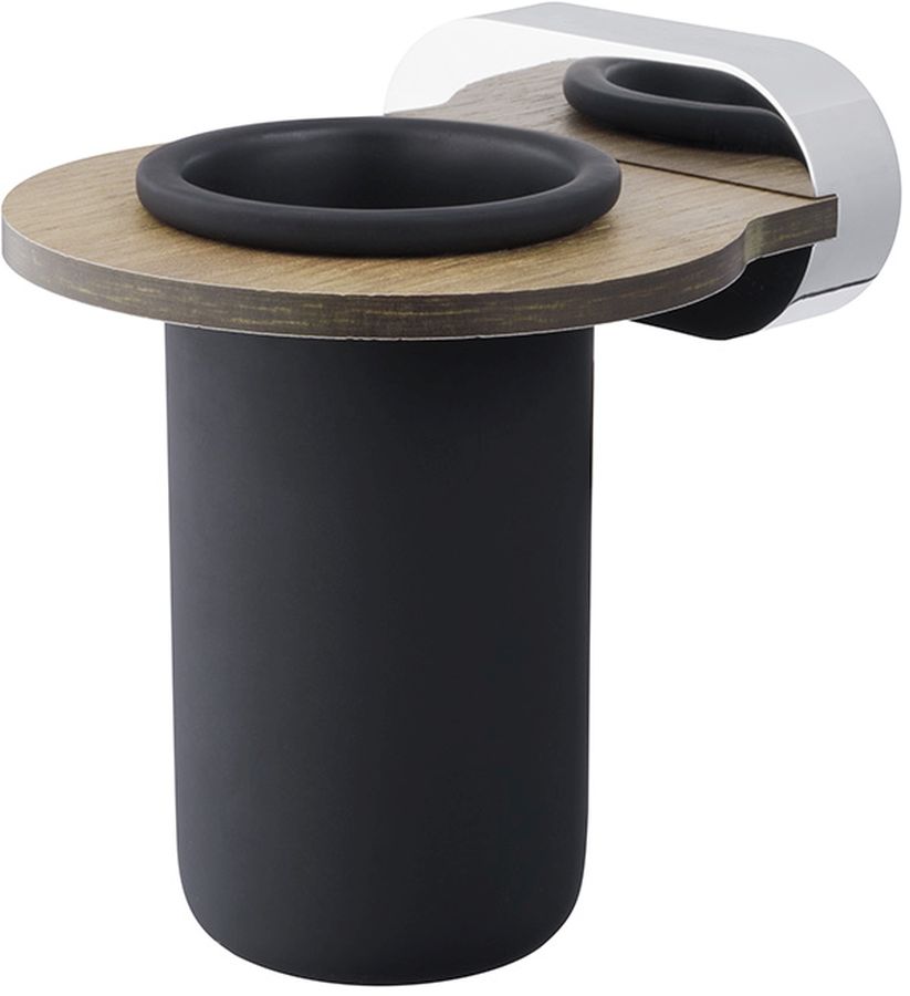 BISK Bergen vaso para cepillos de dientes negro-cromo-marrón 07064