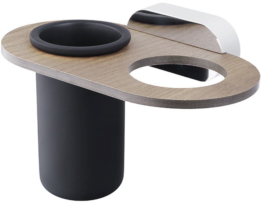 BISK Bergen vaso para cepillos de dientes negro-cromo-marrón 07065