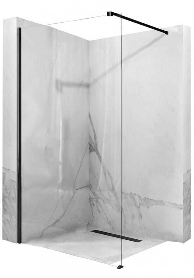 Rea Aero mampara de ducha 90 cm negro semimate/vidrio transparente REA-K7581
