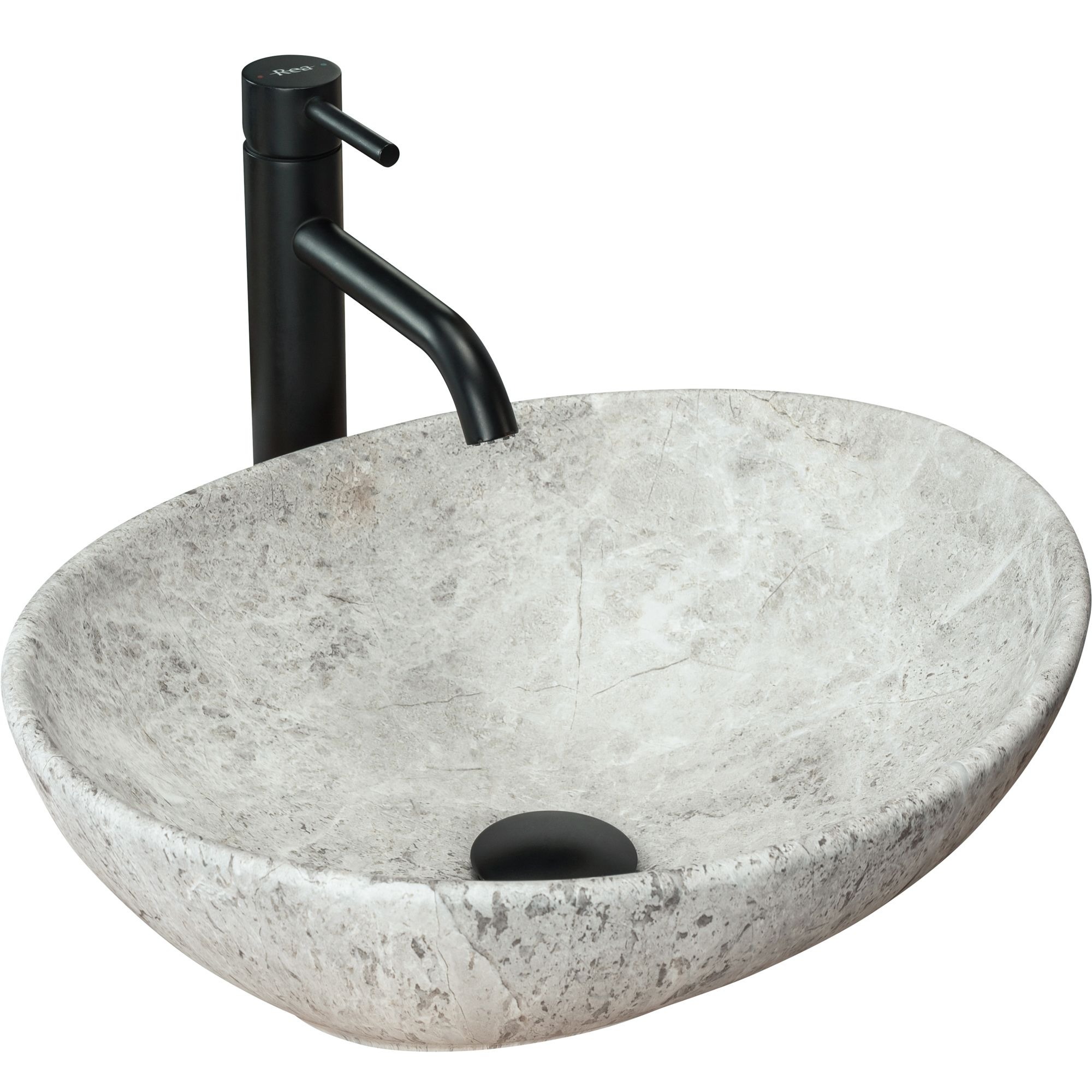 Rea Sofia lavabo 41x34.5 cm oval sobre encimera gris/piedra REA-U0165