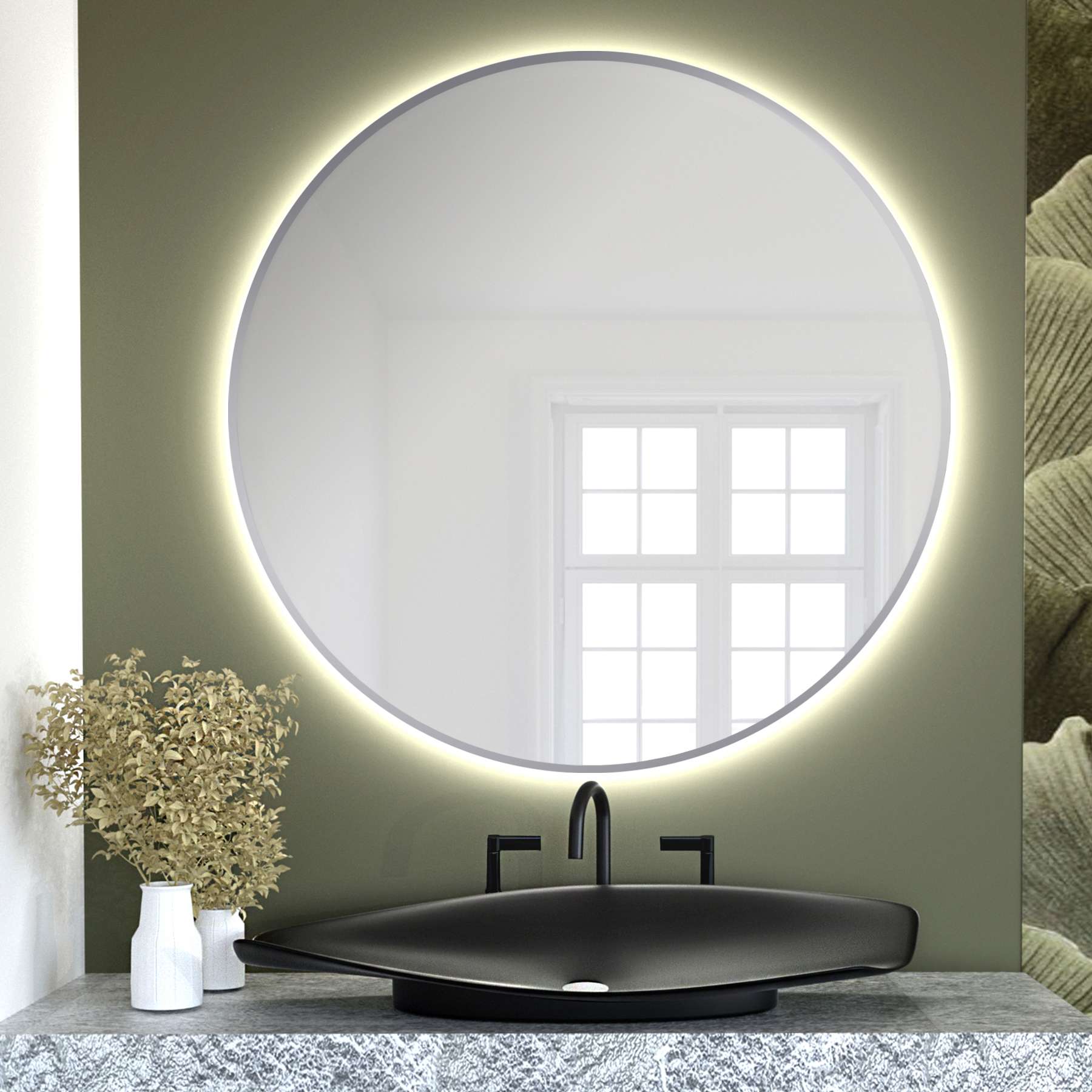 Smartwoods Bright espejo 50x50 cm circular con iluminación plata 5903003189169