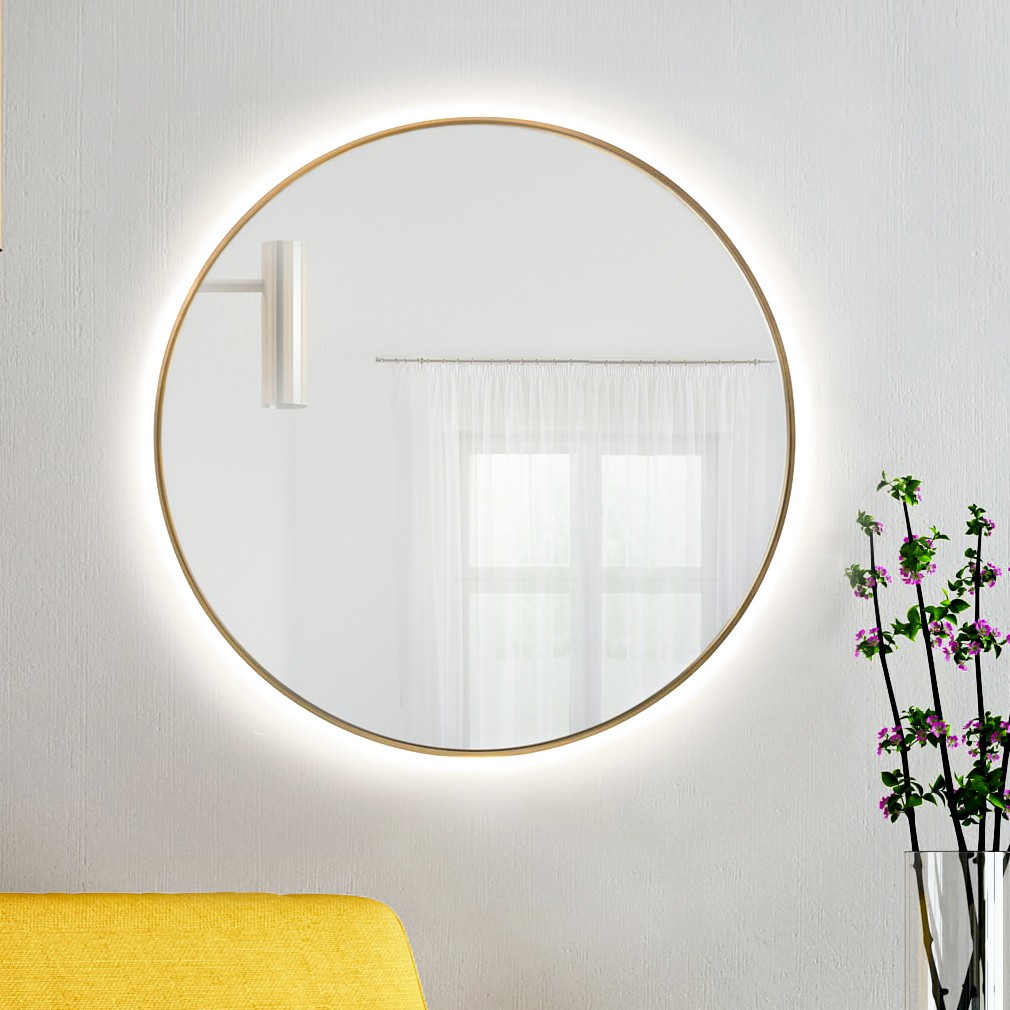 Smartwoods Bright espejo 50x50 cm circular con iluminación dorado 5903003189381