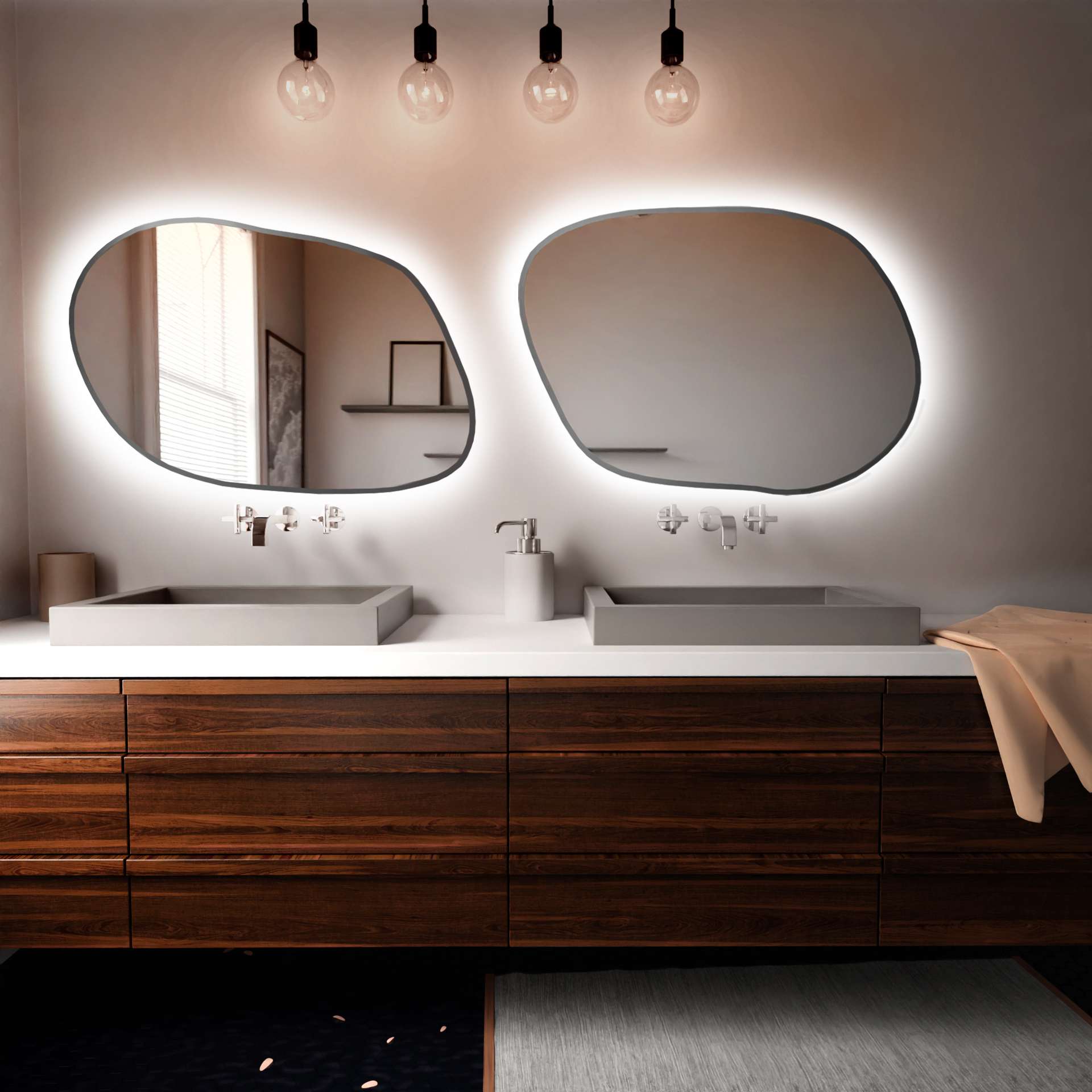 Baltica Design Tiny Borderbright Stain IV espejo 60x43 cm con iluminación plata 5904107902968