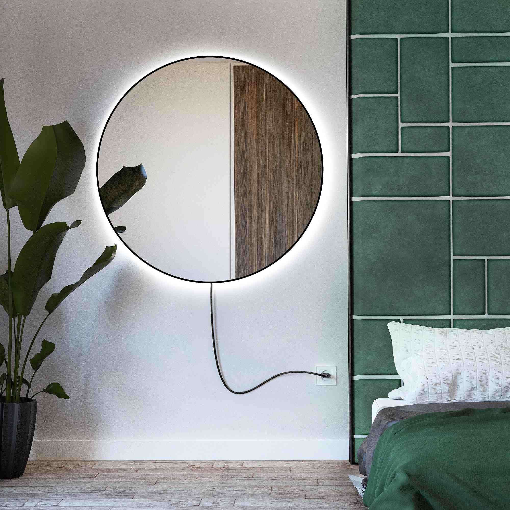 Baltica Design Electra espejo 90x90 cm circular con iluminación negro 5904107904009