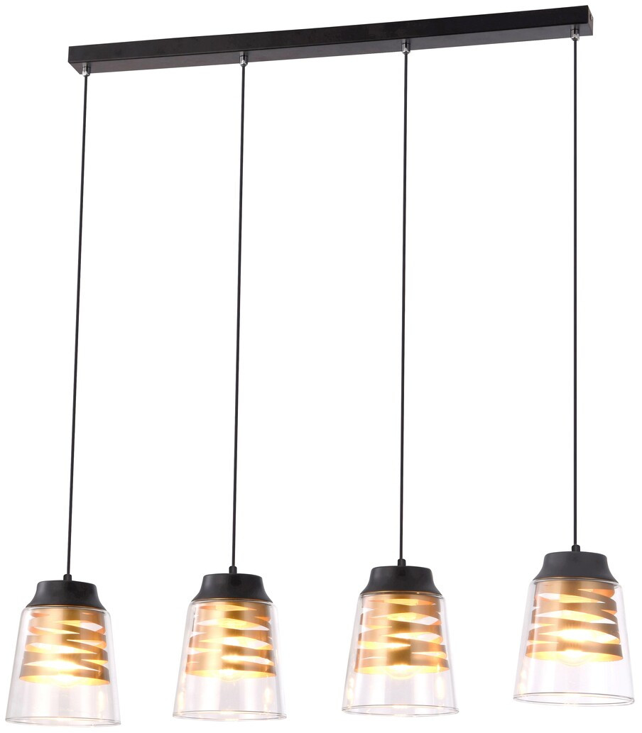 Rabalux Zenaida lámpara colgante 4x60 W negro-transparente-oro 3544