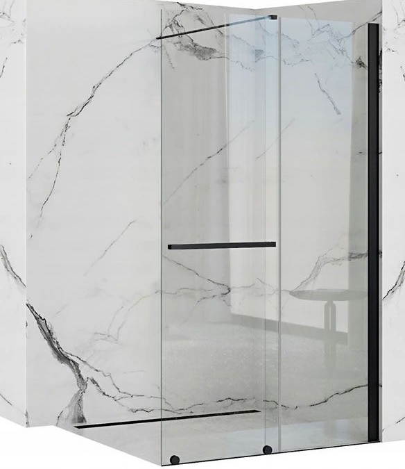 Rea Cortis Black mampara de ducha walk-in 100 cm negro mate/vidrio transparente REA-K7740