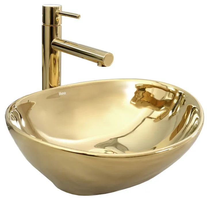 Rea Sofia lavabo 41x34.5 cm oval sobre encimera oro REA-U9015