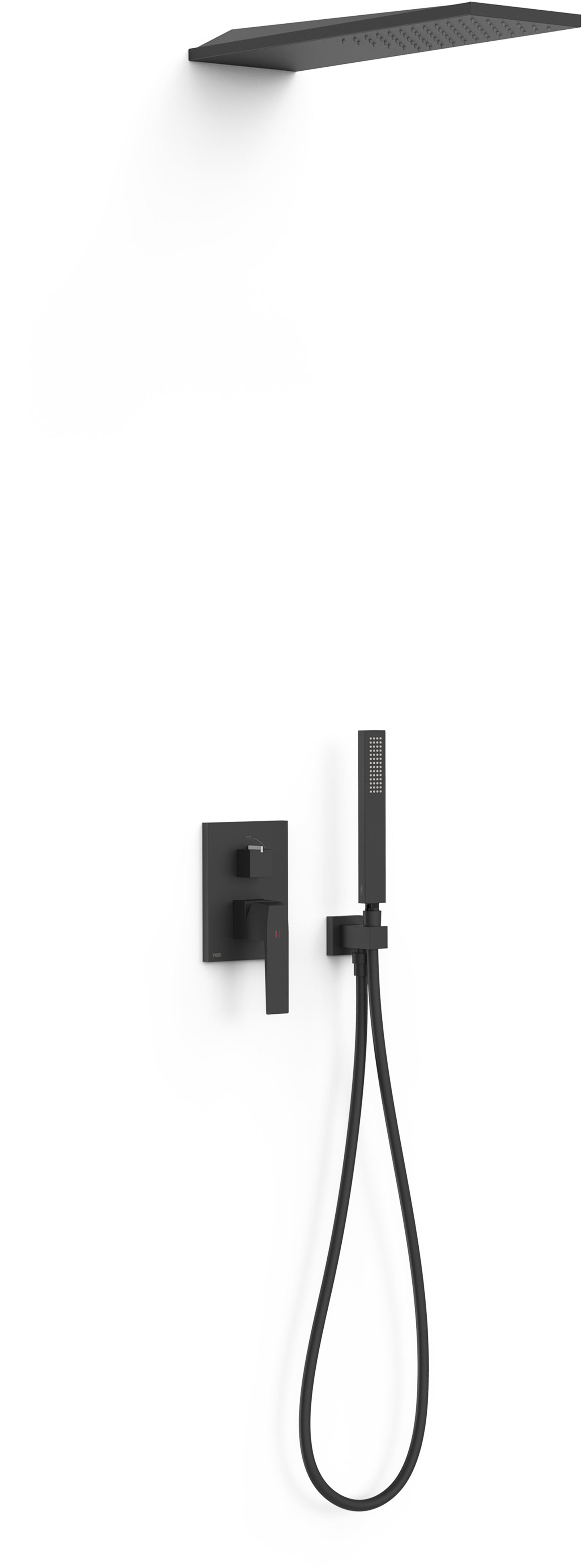 Tres Slim Exclusive conjunto de ducha empotrado con rociador con efecto lluvia negro 20228005NM