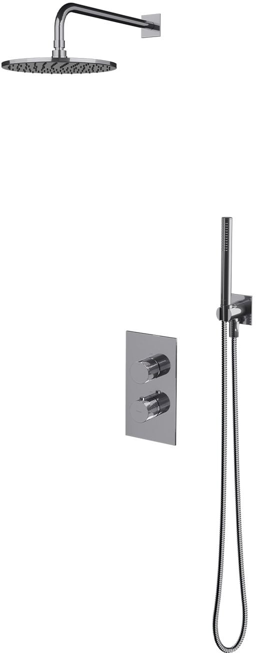 Omnires Contour conjunto de ducha empotrado con termostato con rociador con efecto lluvia cromo SYSCT11CR
