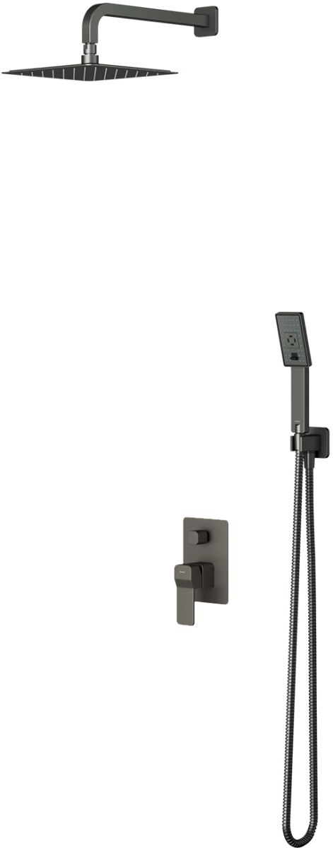 Omnires Slide conjunto de ducha empotrado con rociador con efecto lluvia grafito SYSSL12GR