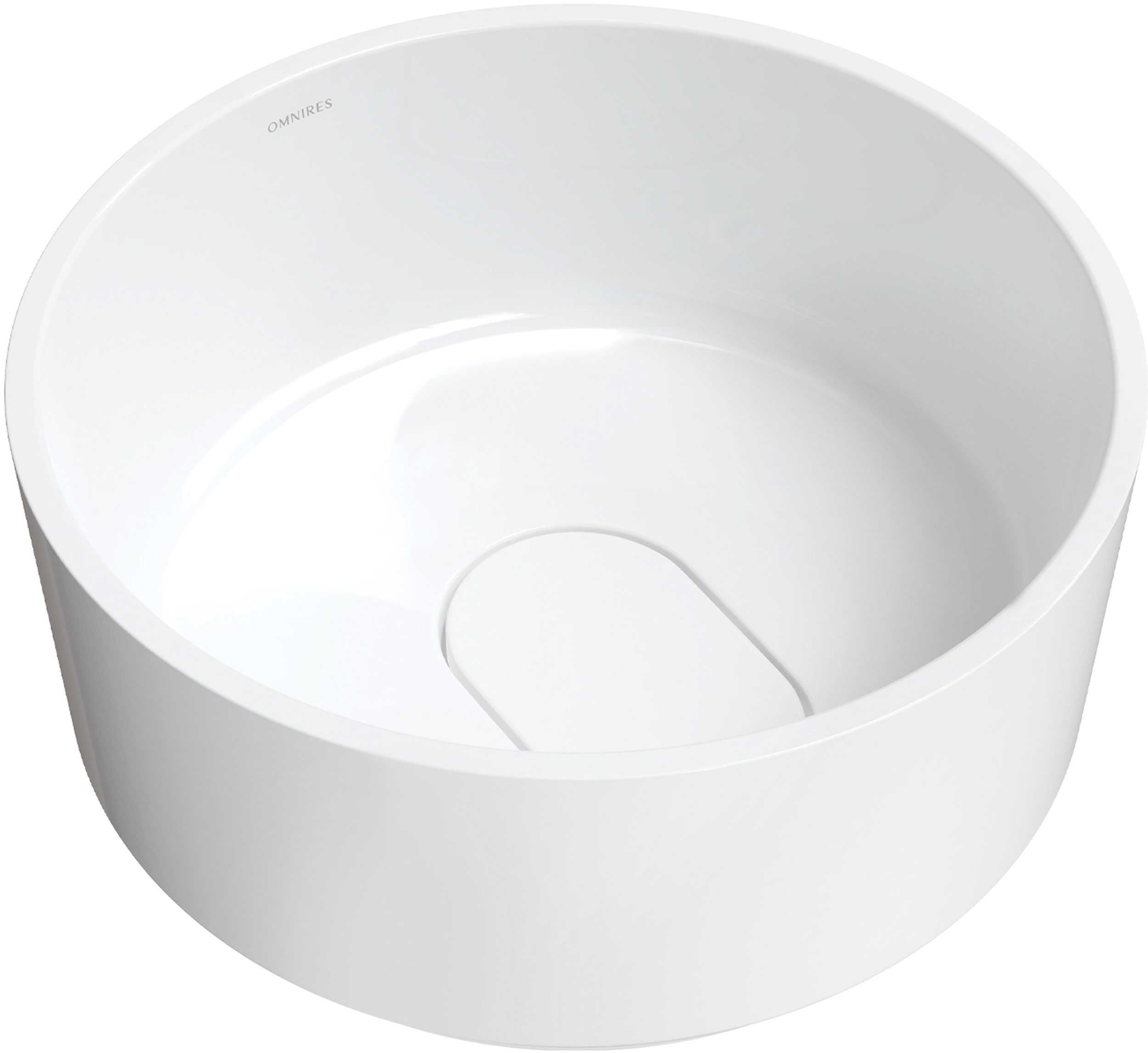 Omnires Cadence M+ lavabo 42x42 cm circular sobre encimera blanco CADENCER420BP