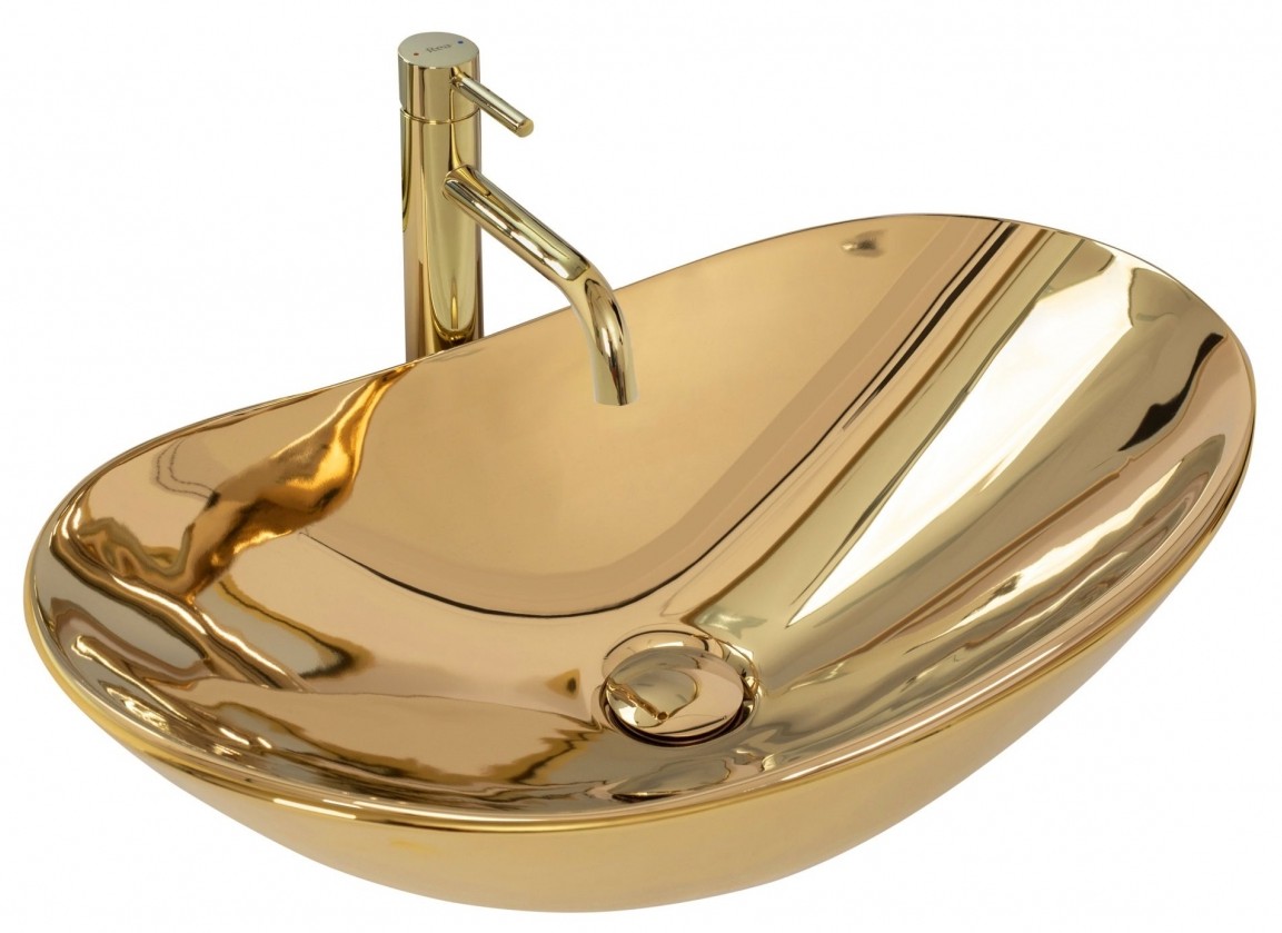 Rea Royal lavabo 62x36 cm oval sobre encimera oro REA-U4545