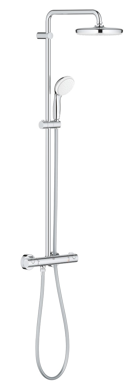 Grohe Bau conjunto de ducha a pared con termostato con rociador con efecto lluvia cromo 26699000