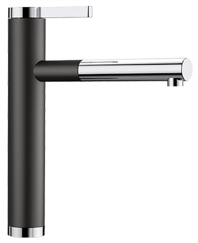 Blanco Linee-S grifo de cocina de pie cromo-negro 526171