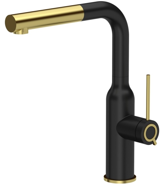 Quadron Angelina Q Line grifo de cocina de pie negro-oro/oro arcaico 3573500_BLMPVDG1