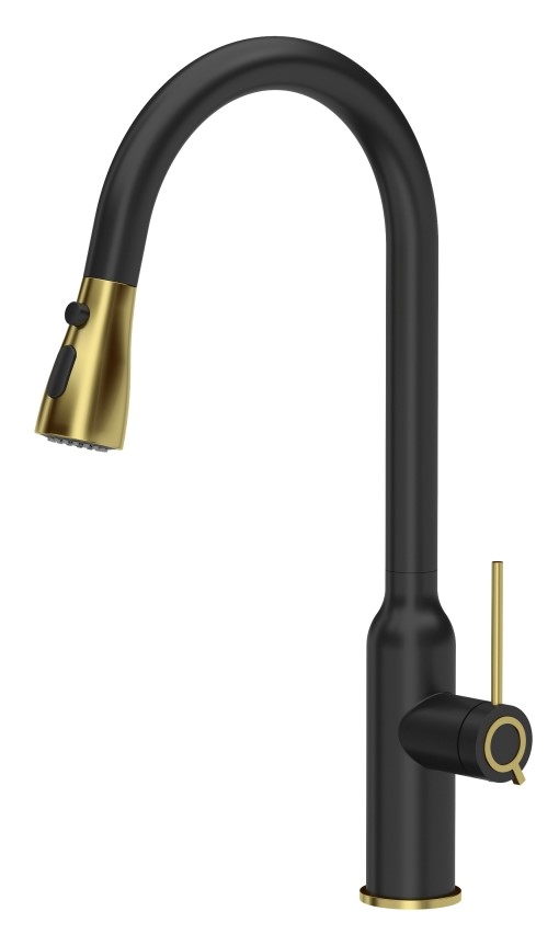 Quadron Jessica Q Line grifo de cocina de pie negro-oro/oro arcaico 3573591_BLMPVDG1