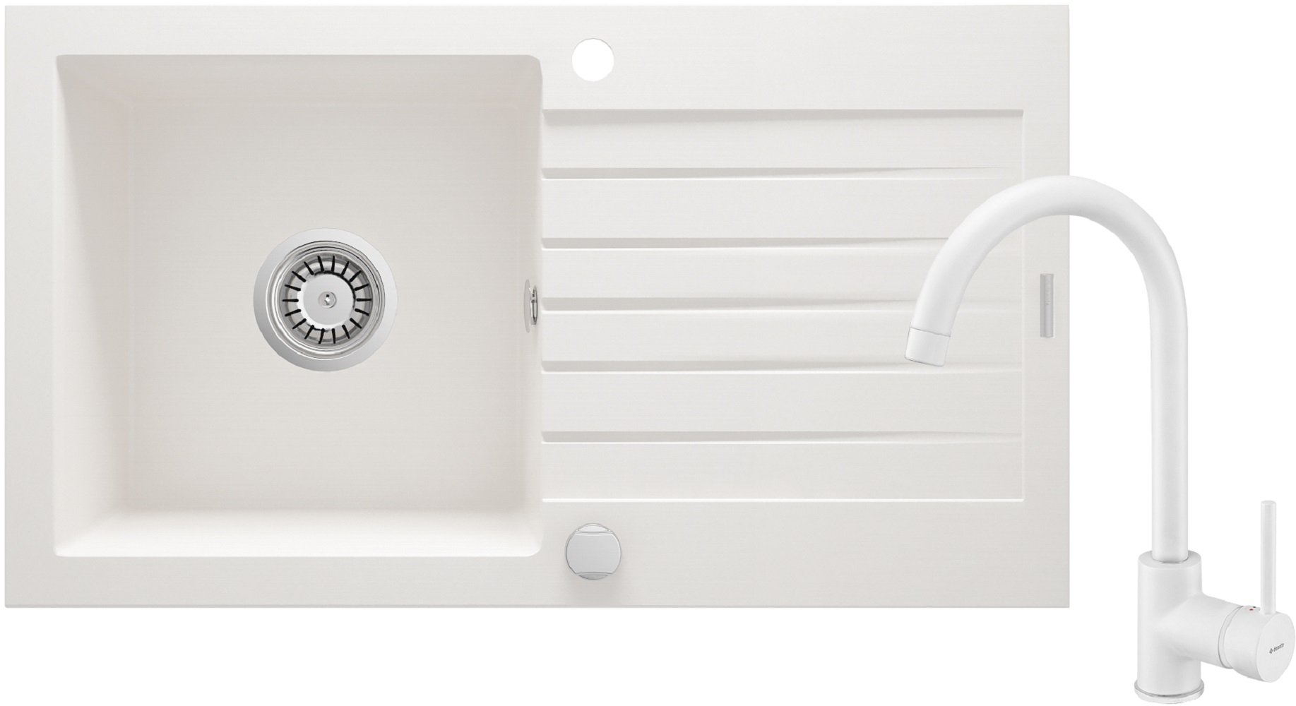 Deante Zorba fregadero con grifo blanco/blanco ZQZVA113