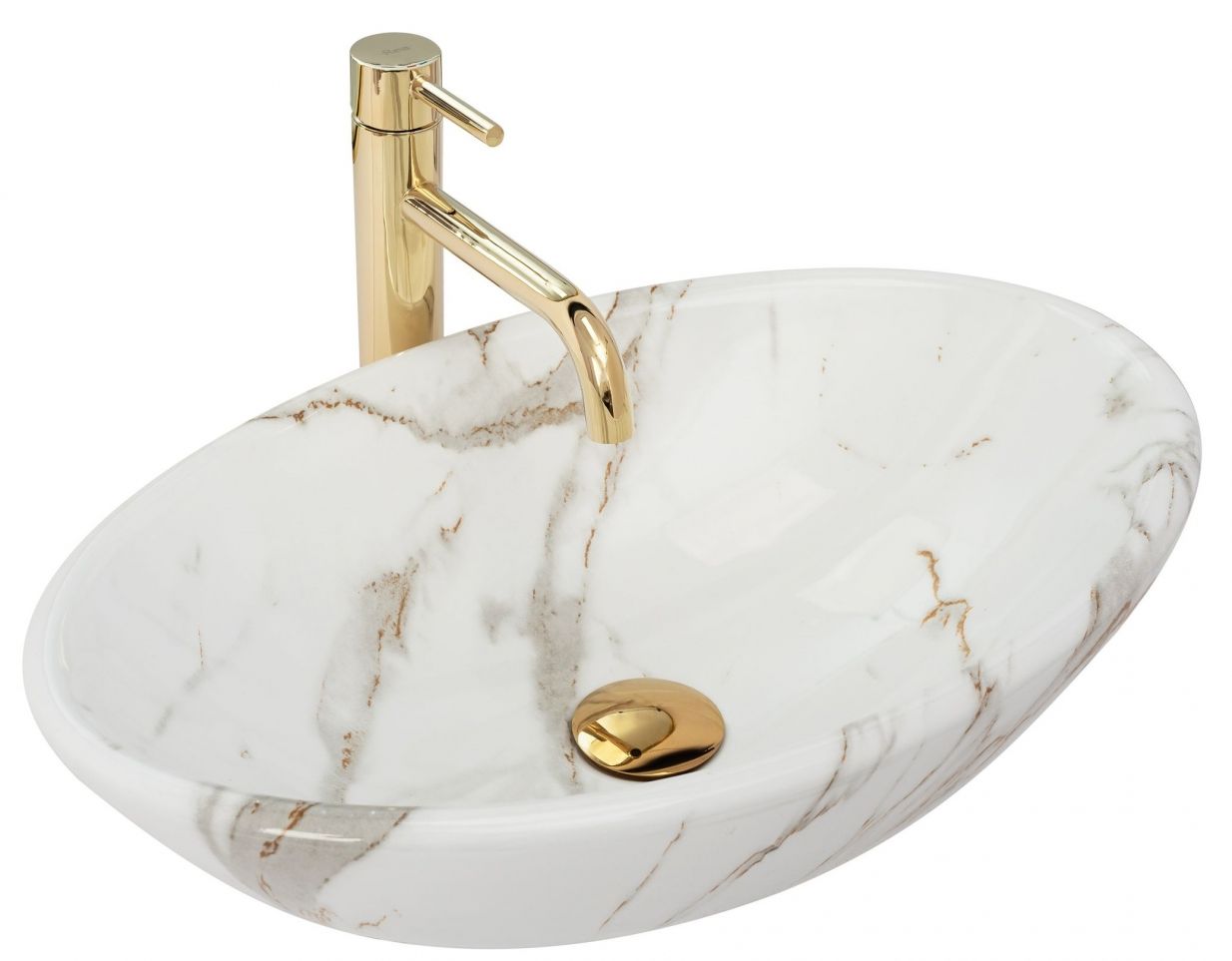 Rea Pamela lavabo 53x33 cm oval sobre encimera gris/piedra REA-U9685