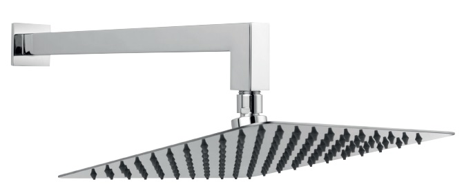 Ferro Slim brazo de ducha con efecto lluvia 25x25 cm cuadrada cromo NPT14