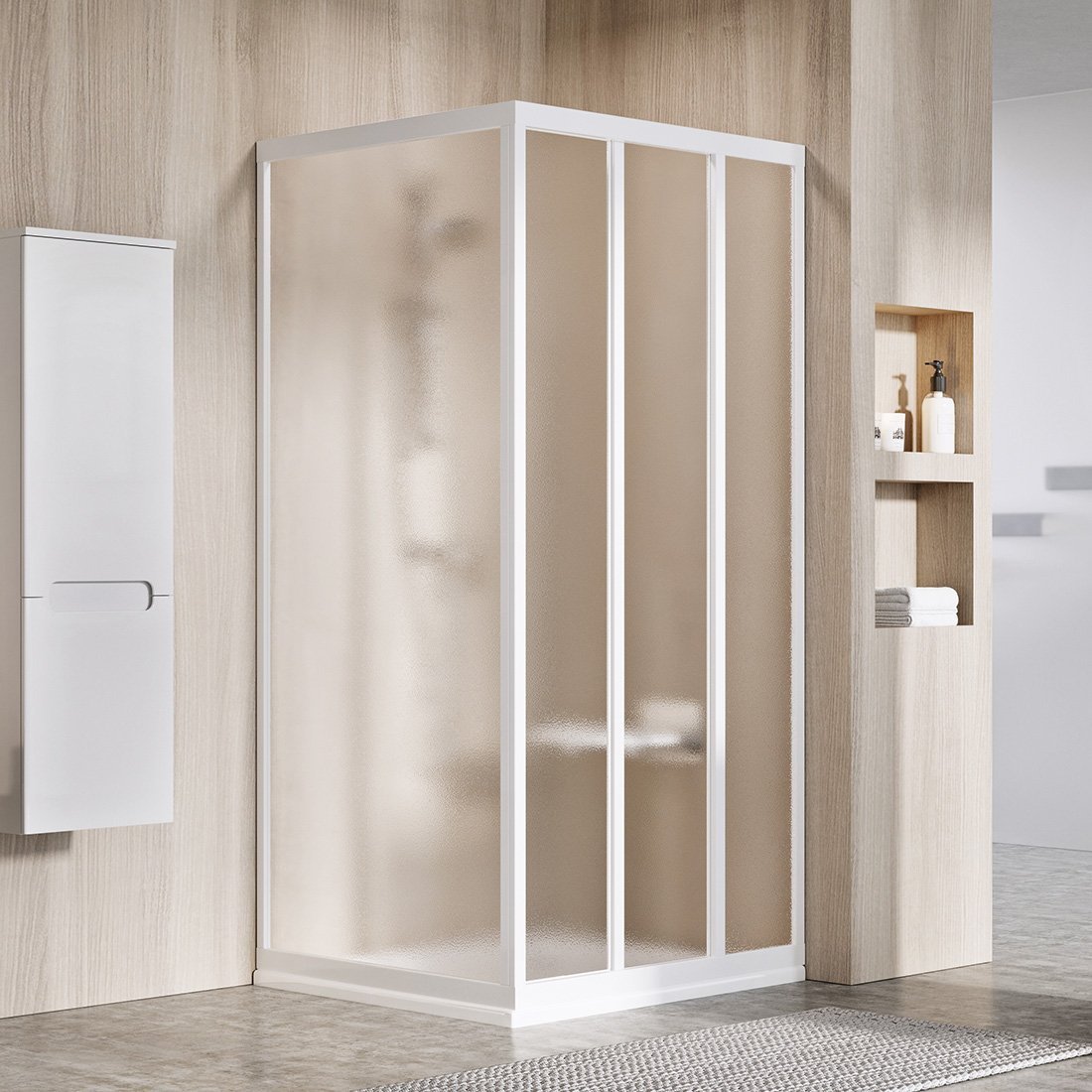 Ravak Supernova puerta de ducha 80 cm corredera blanco brillante/vidrio con patrón 00V401R2ZG