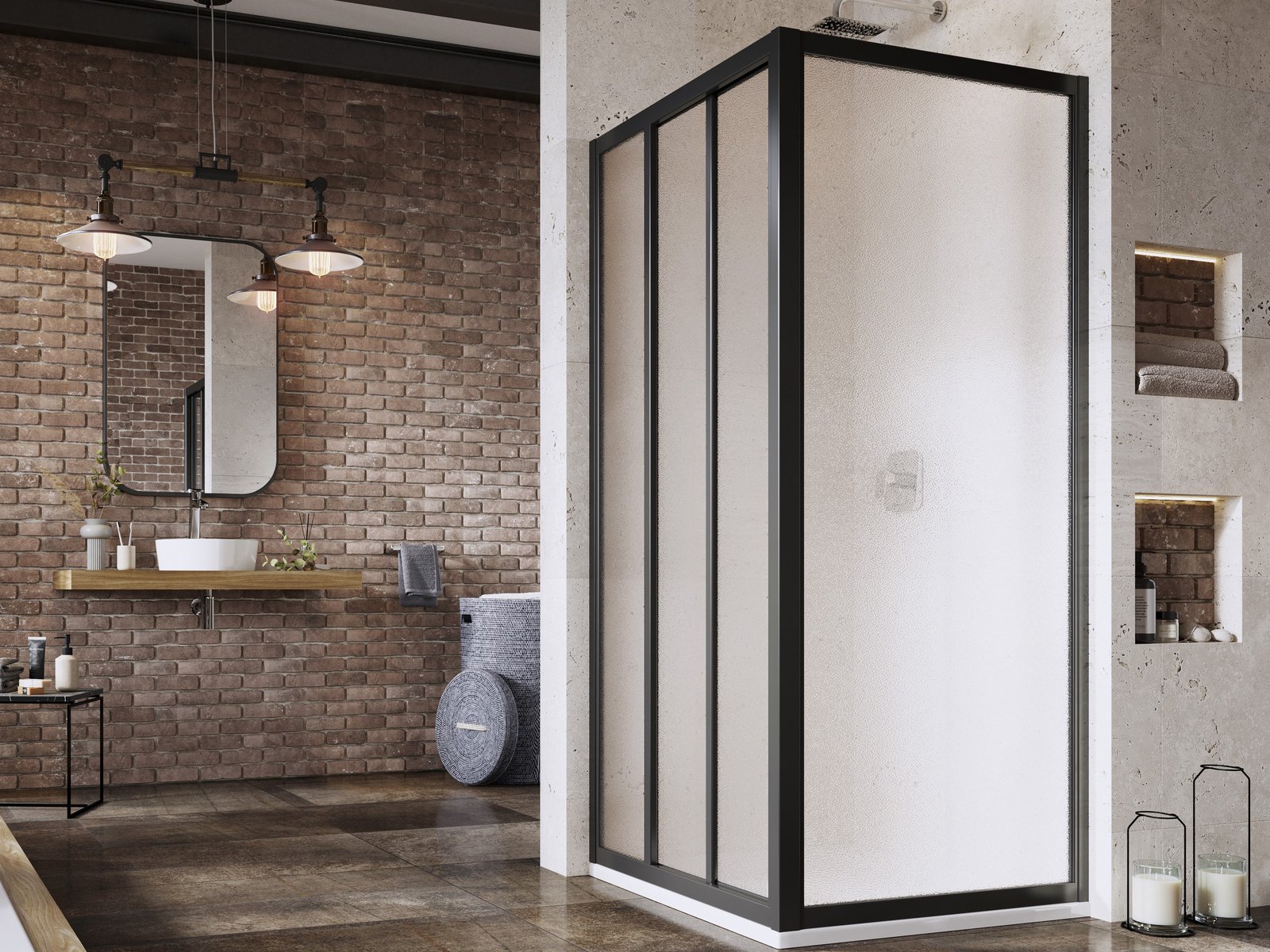 Ravak Supernova puerta de ducha 80 cm corredera negro mate/ 00V403R2ZG