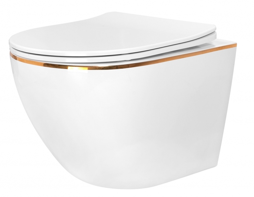 Rea Carlo Mini conjunto taza de inodoro + tapa suspendido sin reborde blanco brillante REA-C1222