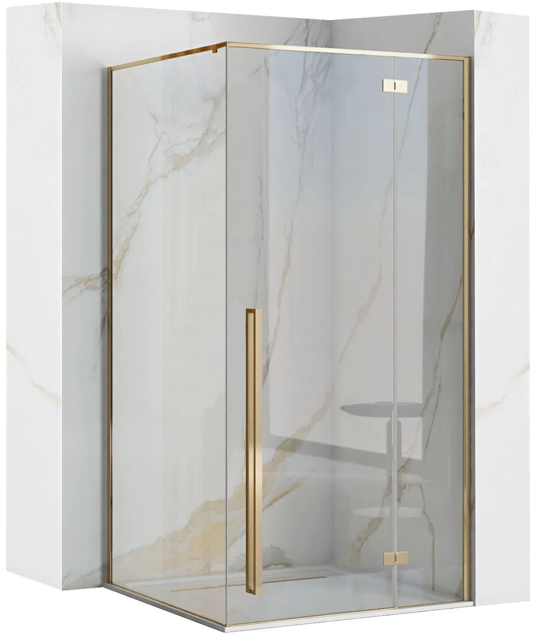 Rea Fargo cabina de ducha 100x80 cm rectangular oro brillo/vidrio transparente REA-K4907