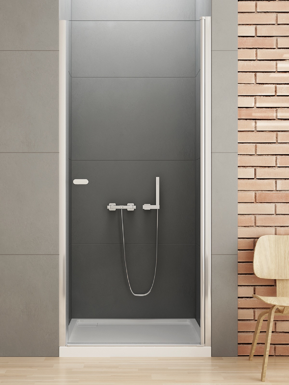 New Trendy New Soleo puerta de ducha 70 cm oscilante cromo brillante/vidrio transparente D-0119A