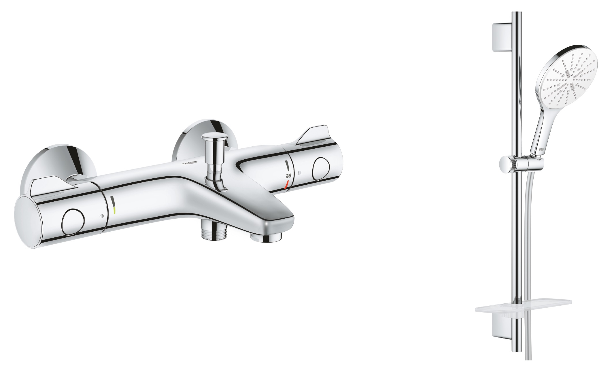 Conjunto conjunto de ducha Grohe Vitalio SmartActive 26598000, grifo de bañera y ducha Grohe Grohtherm 800 34567000