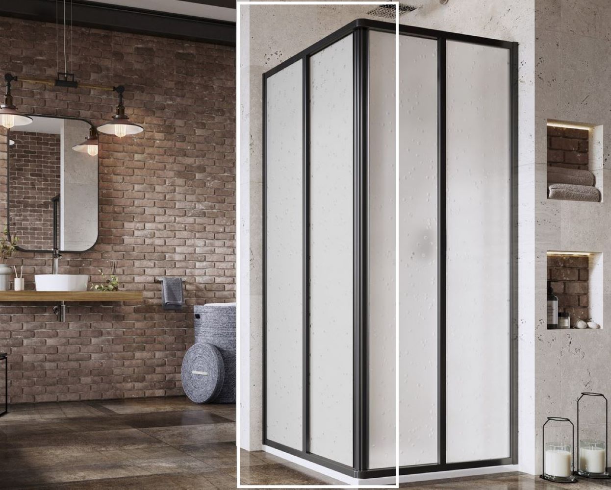Ravak Supernova puerta de ducha 80 cm corredera negro mate/poliestireno 14V403O211