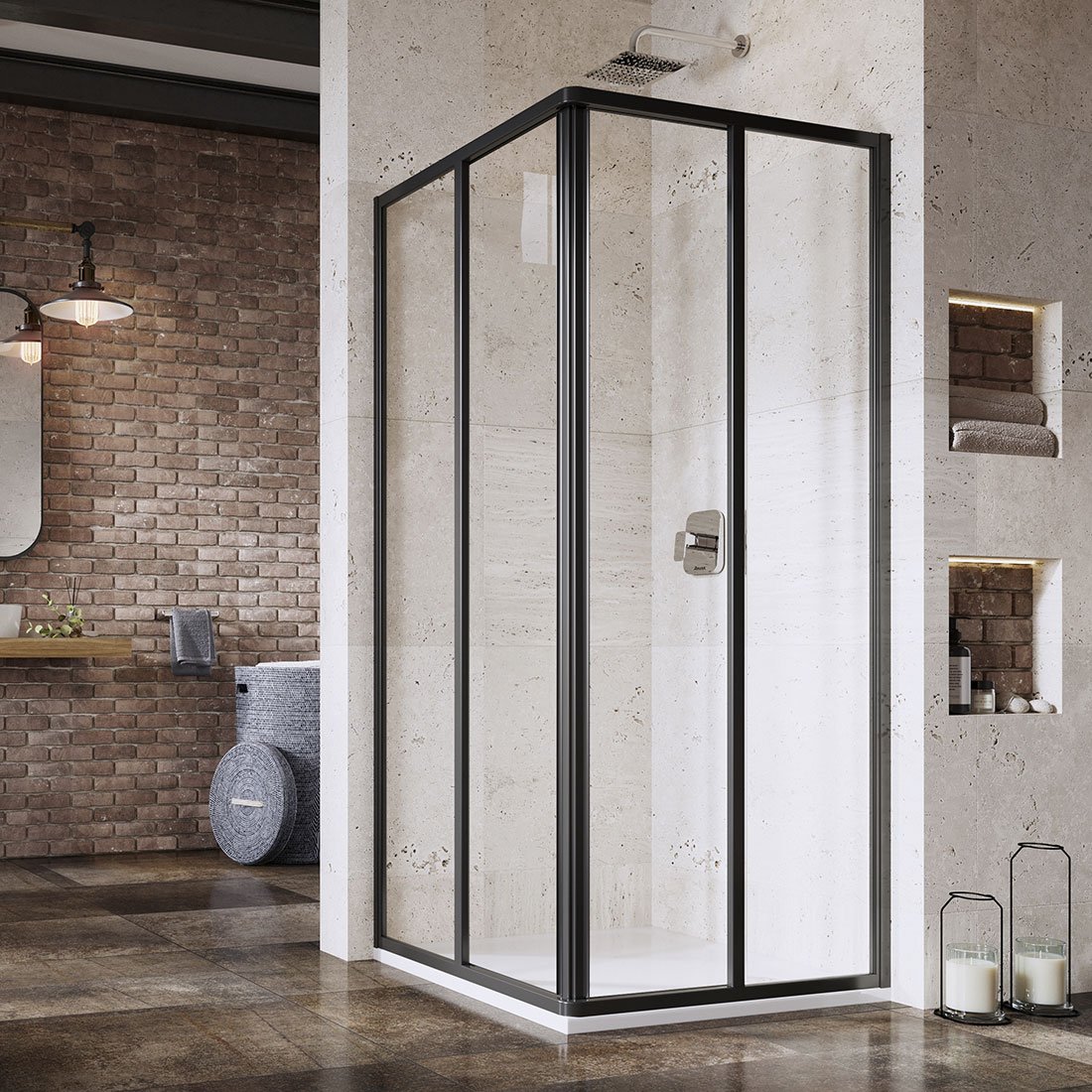 Ravak Supernova puerta de ducha 100 cm corredera negro mate/vidrio transparente 14VA03O2Z1