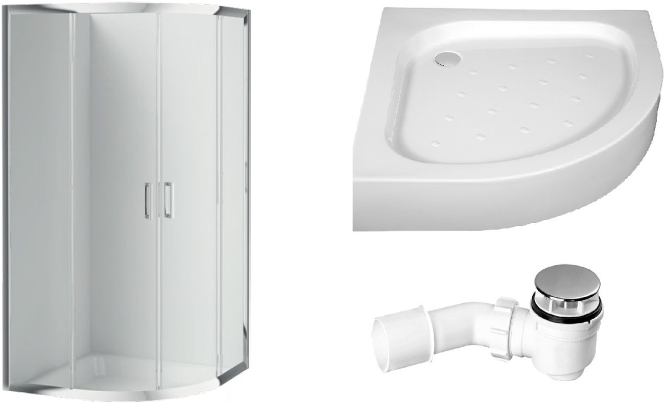 Conjunto cabina de ducha Deante Funkia KYP_051K, plato de ducha semicircular Deante Standard New KTA_053B, NHC_025C
