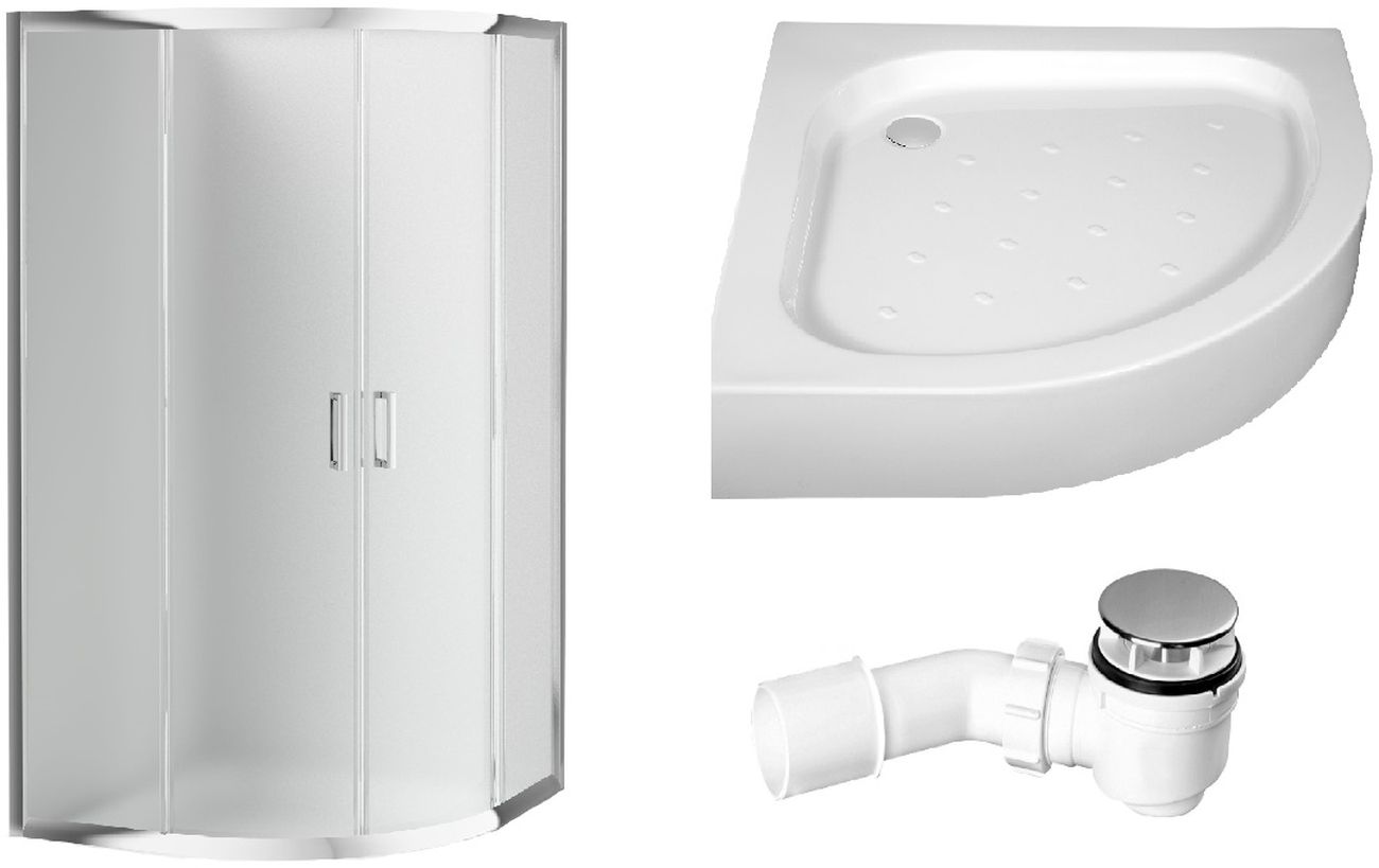 Conjunto cabina de ducha Deante Funkia KYP_651K, plato de ducha semicircular Deante Standard New KTA_053B, NHC_025C