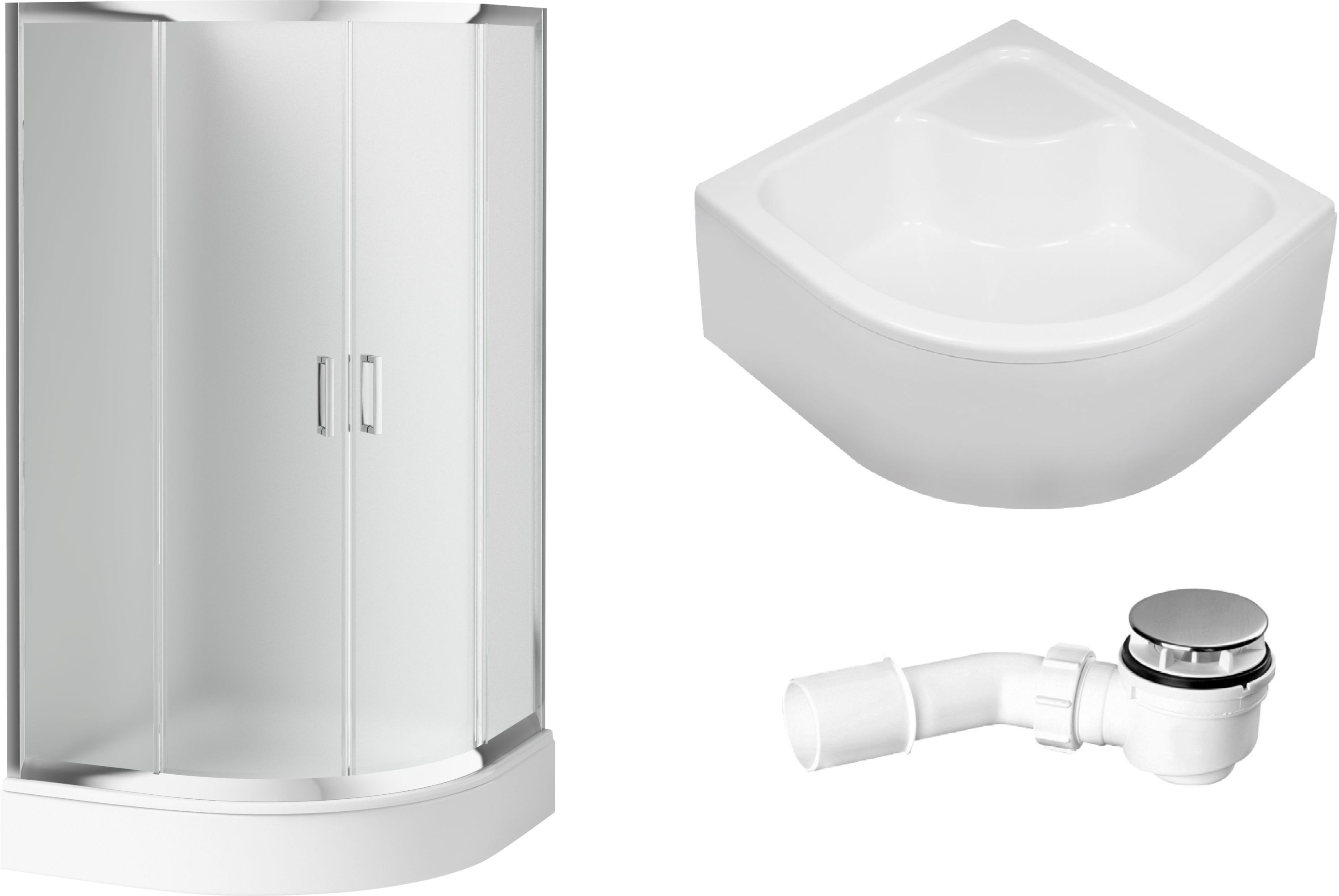 Conjunto cabina de ducha Deante Funkia KYP_653K, plato de ducha semicircular Deante Deep KTD_041B, KTD_041O, NHC_025C