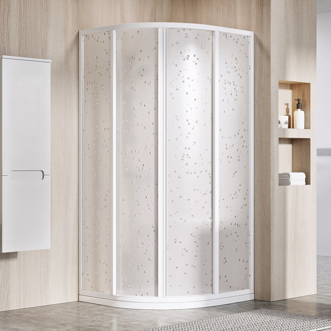 Ravak Supernova cabina de ducha 80x80 cm semicircular blanco brillo/poliestireno 3114O10211
