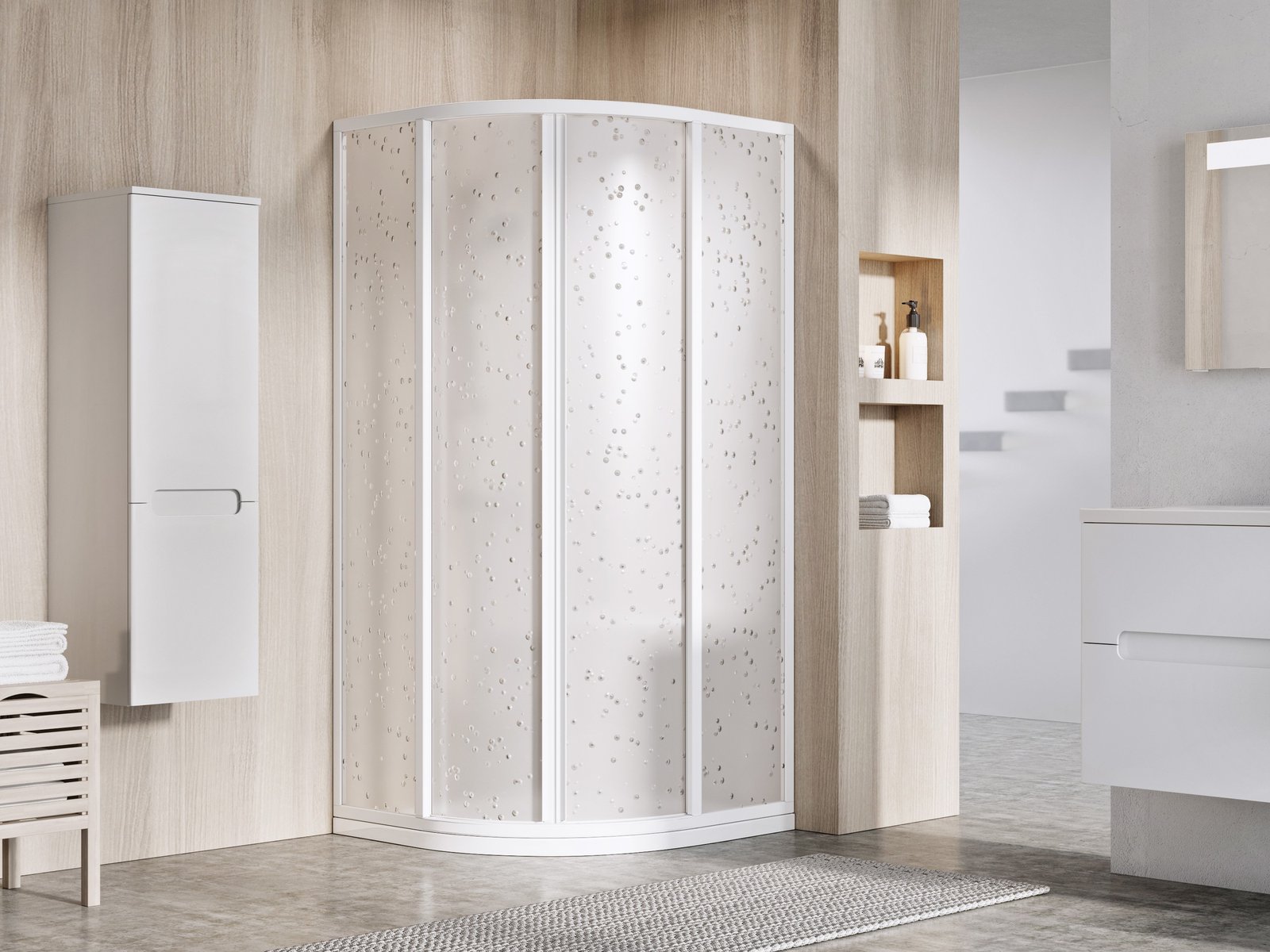 Ravak Supernova cabina de ducha 80x80 cm semicircular blanco brillo/poliestireno 3114O10211