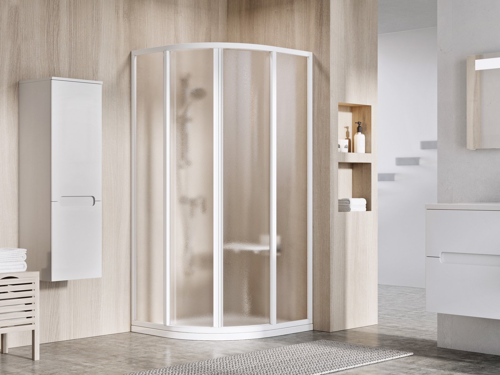 Ravak Supernova cabina de ducha 80x80 cm semicircular blanco brillo/ 3114O102ZG