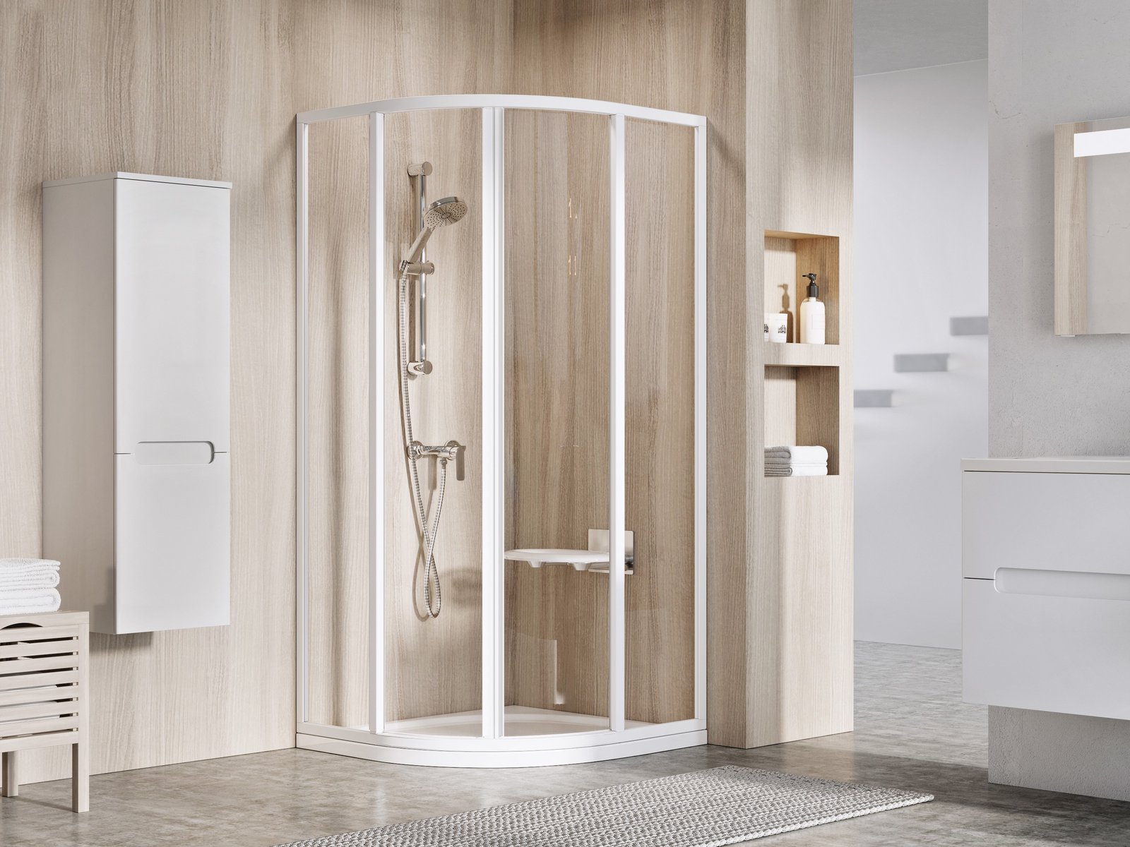 Ravak Supernova cabina de ducha 90x90 cm semicircular blanco brillo/vidrio transparente 3117O102Z1