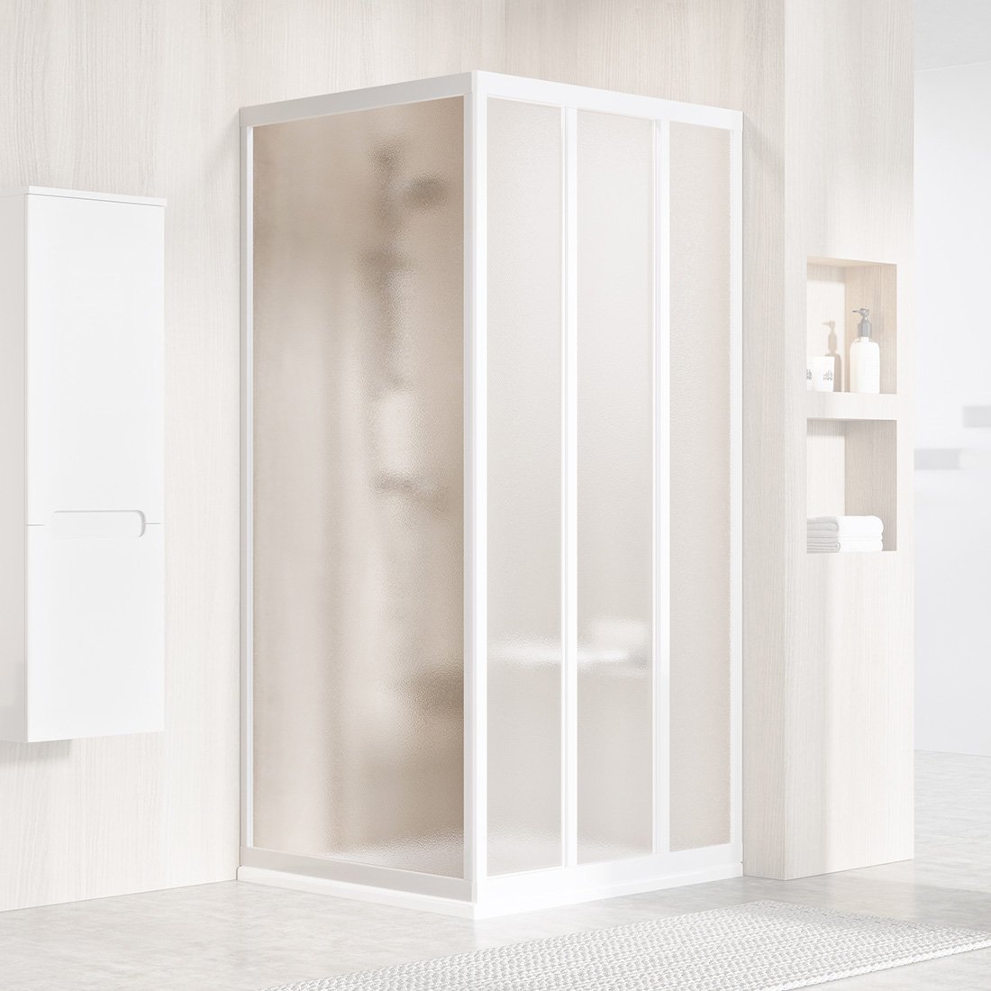 Ravak Supernova mampara de ducha 75 cm blanco brillante/vidrio con patrón 940301R2ZG