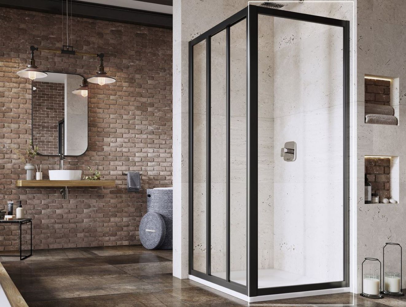 Ravak Supernova mampara de ducha 75 cm negro mate/vidrio transparente 940303R2Z1