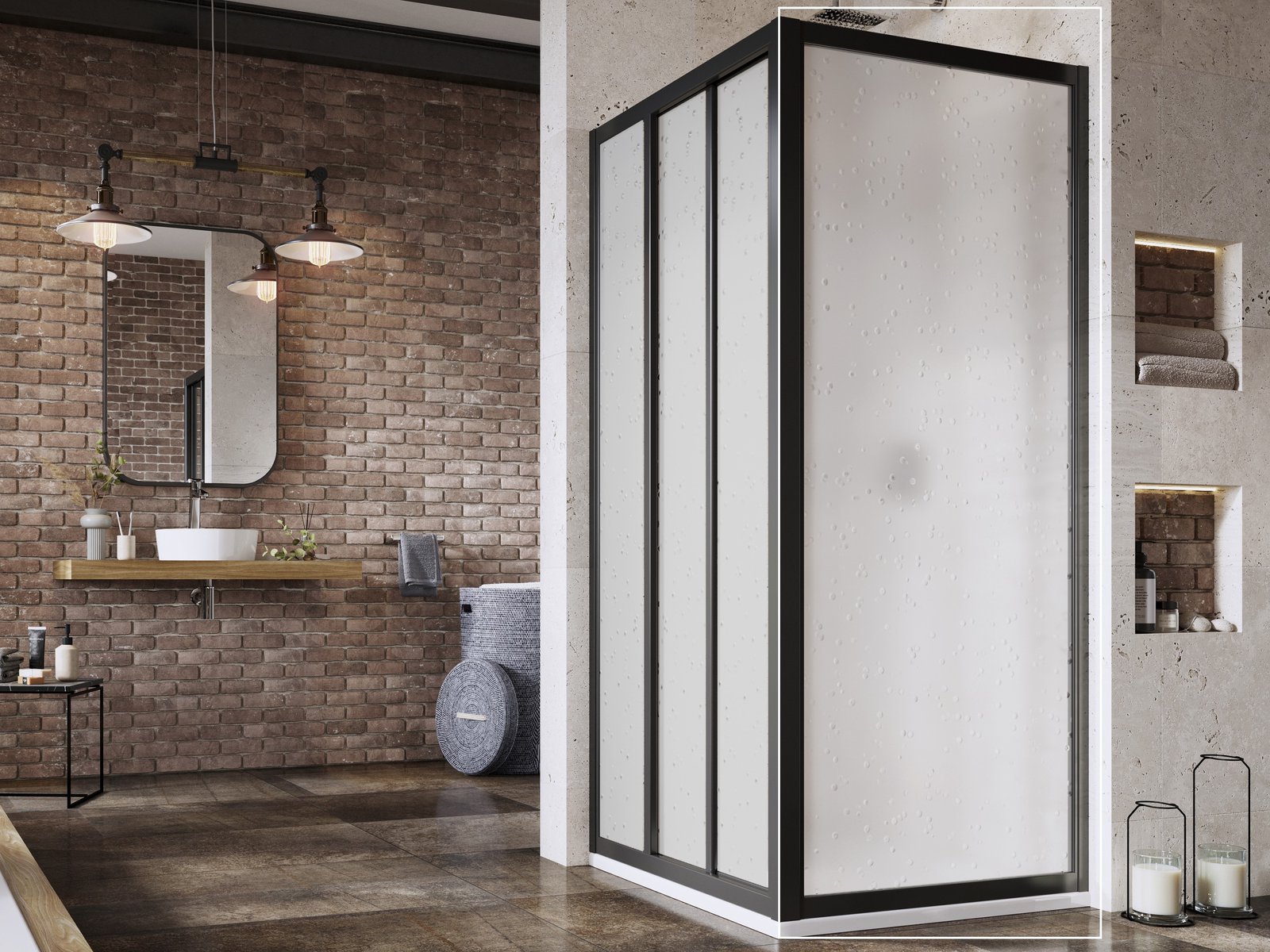 Ravak Supernova mampara de ducha 90 cm negro mate/poliestireno 940703R211