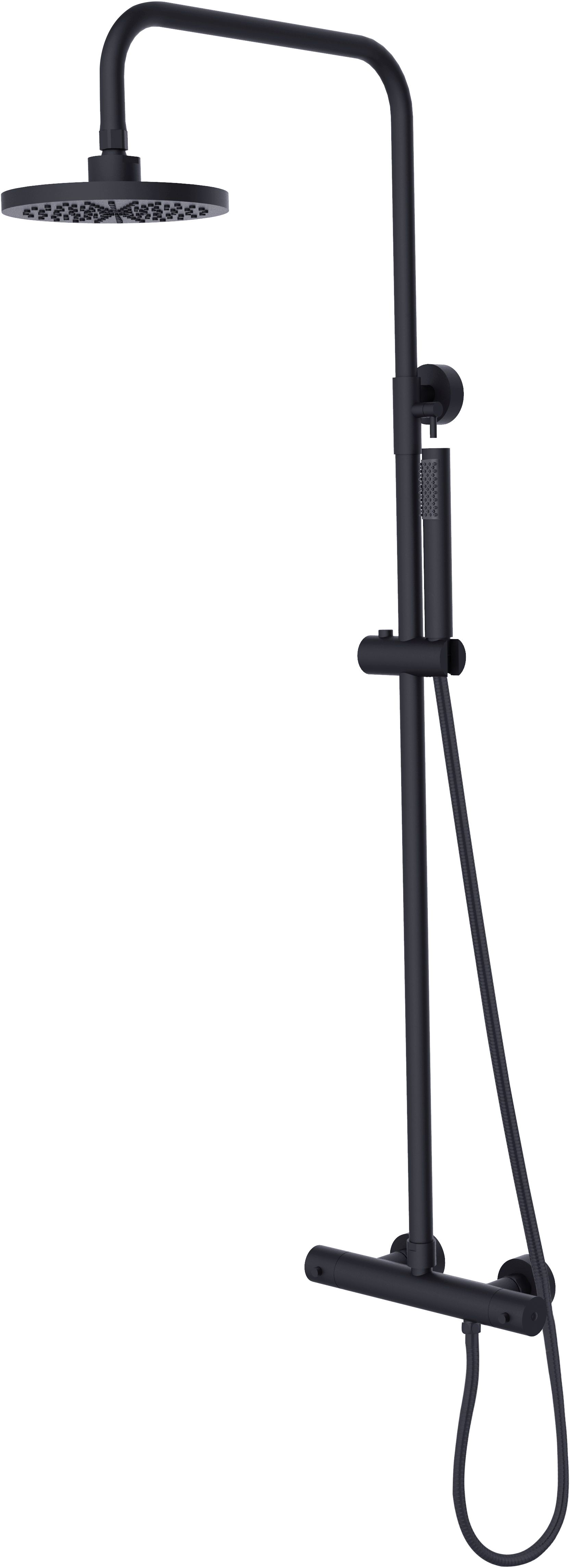 Besco Decco conjunto de ducha a pared con termostato con rociador con efecto lluvia negro BP-DIT-CZ