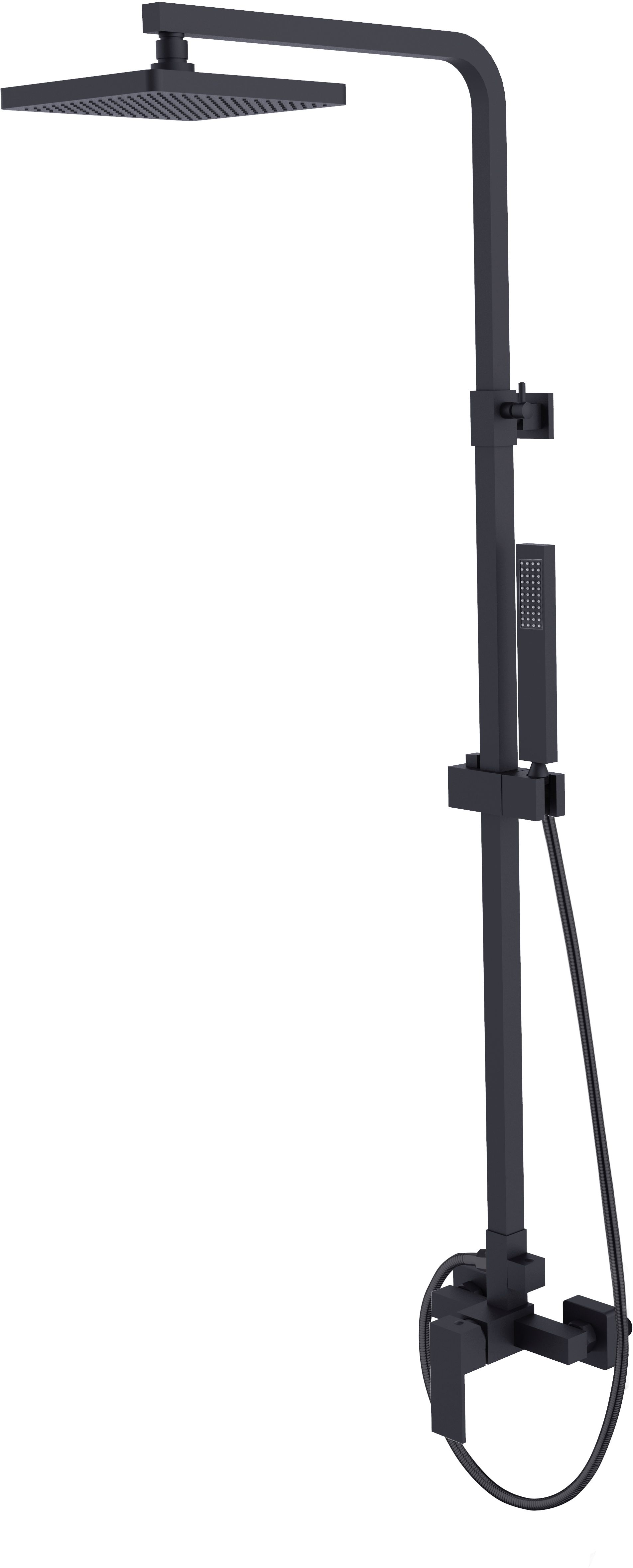 Besco Modern Varium conjunto de ducha a pared con rociador con efecto lluvia negro BP-MVN-CZ