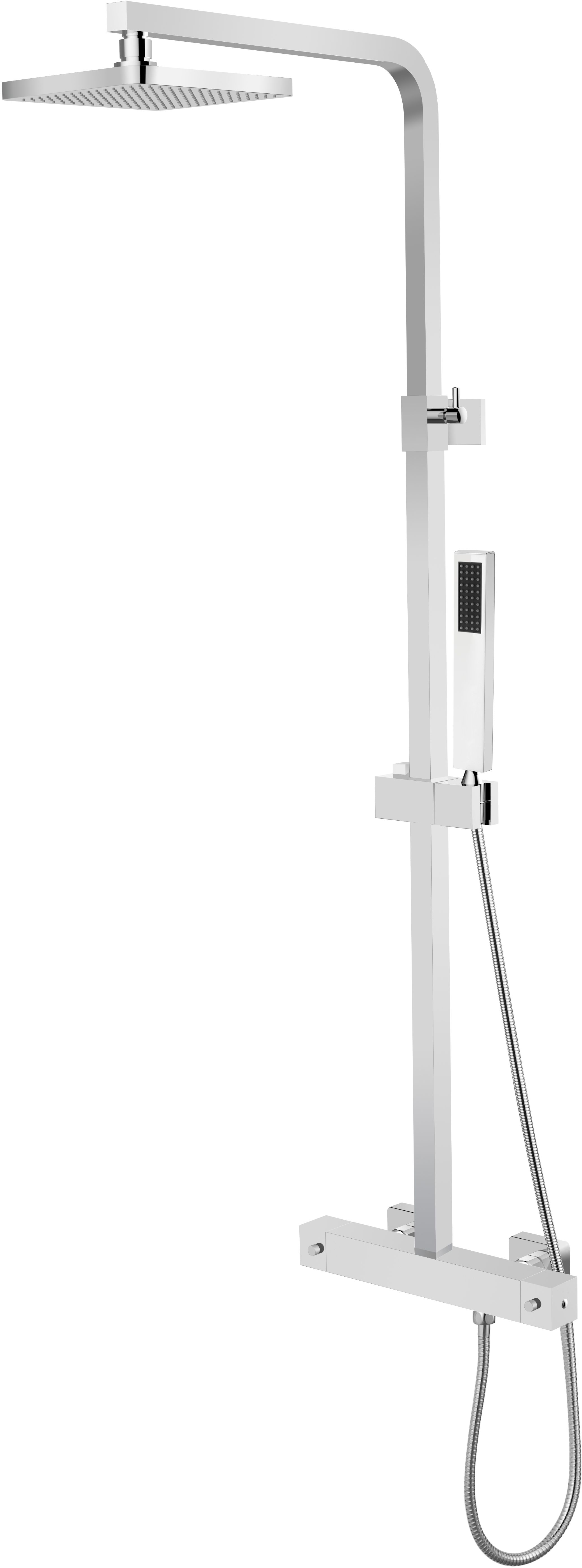 Besco Modern Varium conjunto de ducha a pared con termostato con rociador con efecto lluvia cromo BP-MVT-CH