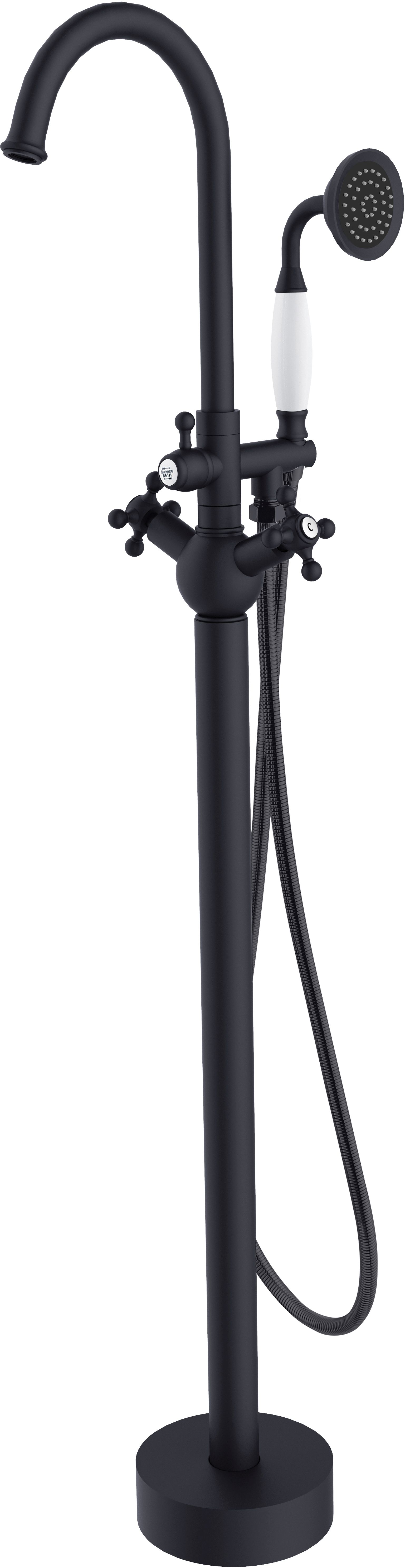 Besco Retro grifo de bañera y ducha en suelo negro BW-RI-CZ