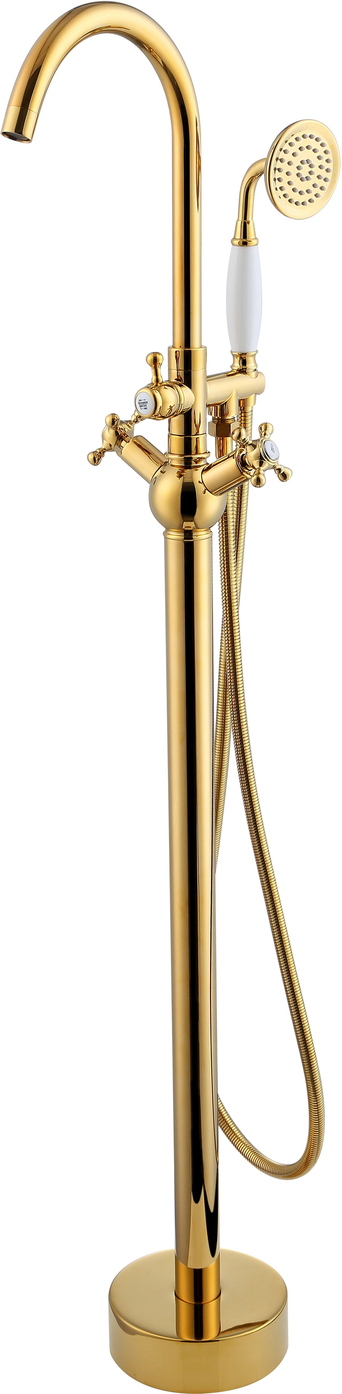 Besco Retro grifo de bañera y ducha en suelo oro BW-RI-ZL