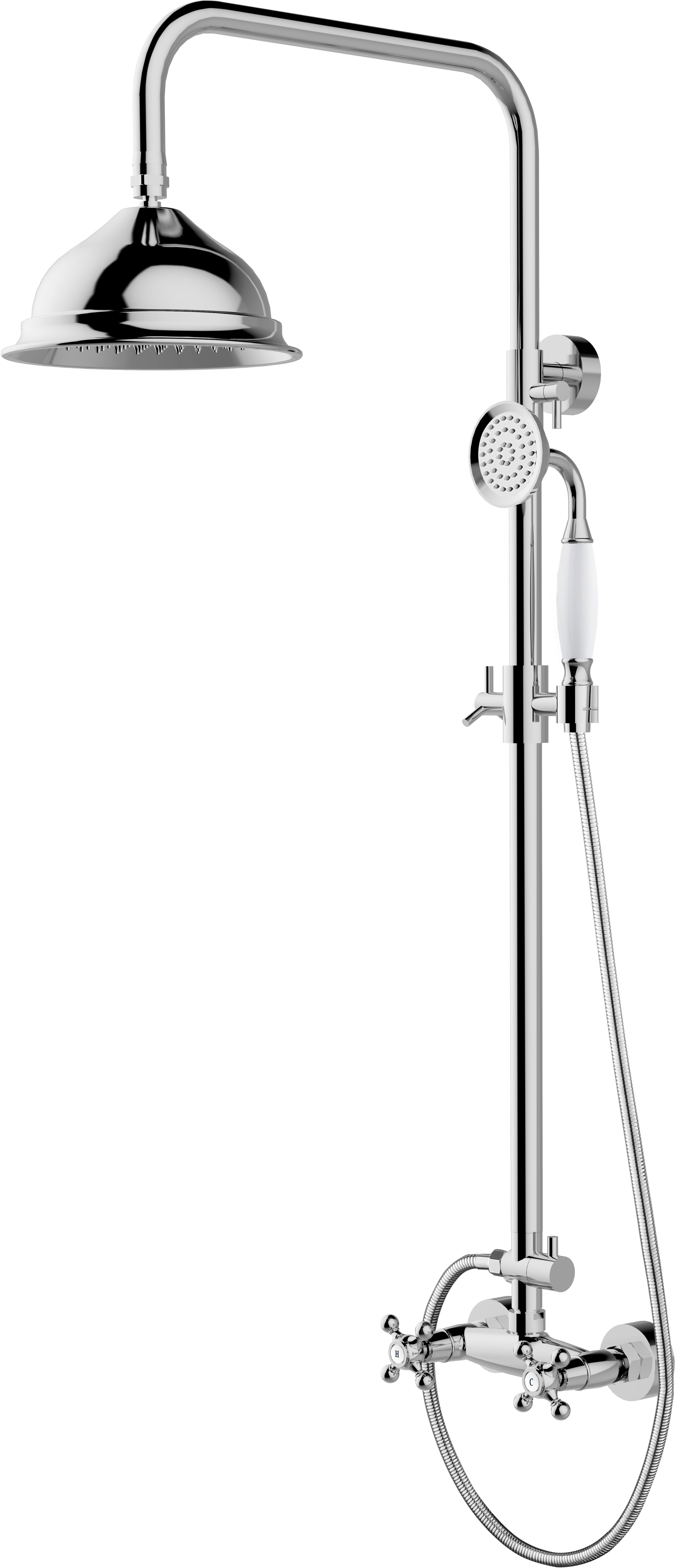 Besco Retro conjunto de ducha a pared con rociador con efecto lluvia cromo BP-R-CH