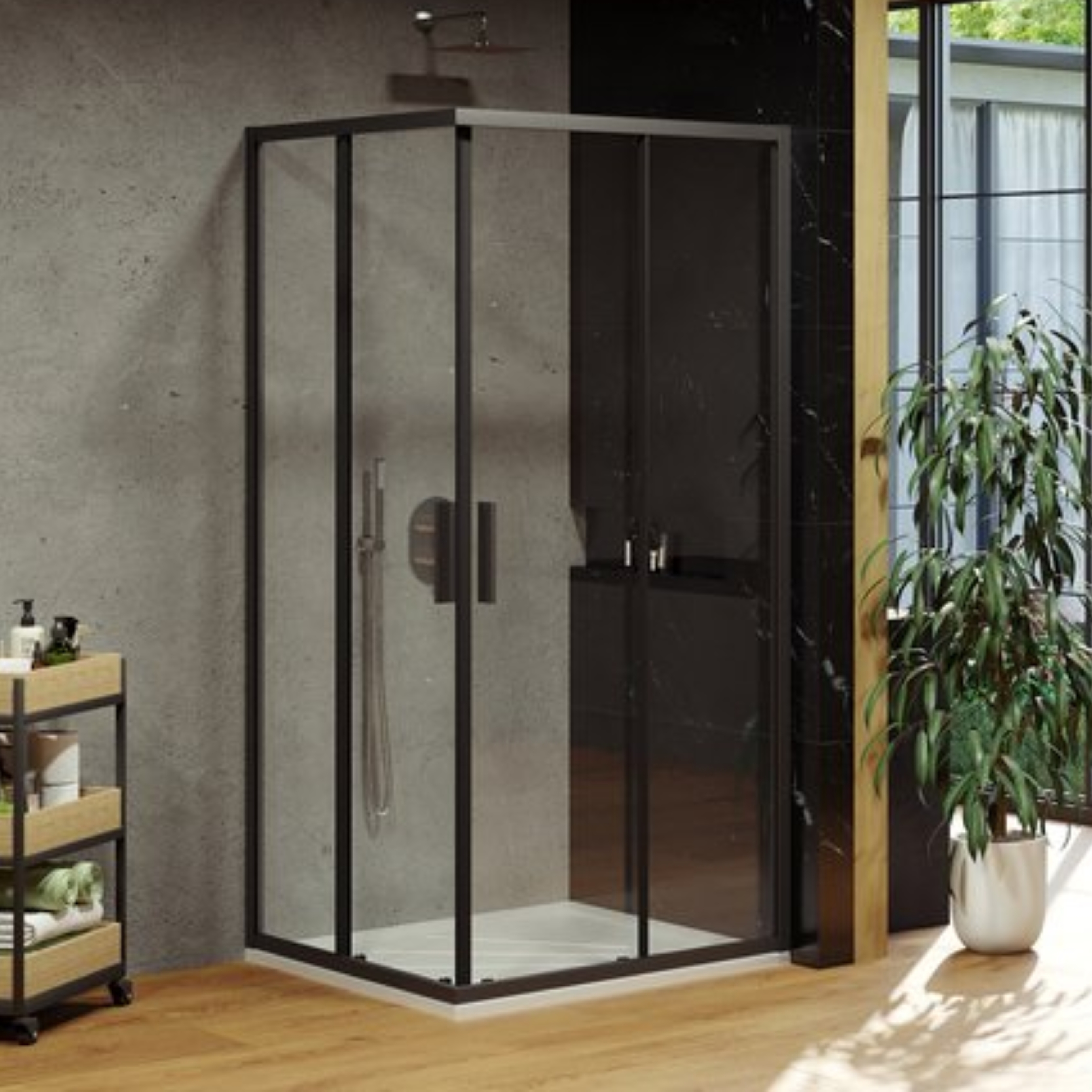 Ravak Blix Slim puerta de ducha 100 cm corredera negro mate/vidrio transparente X1XMA0300Z1