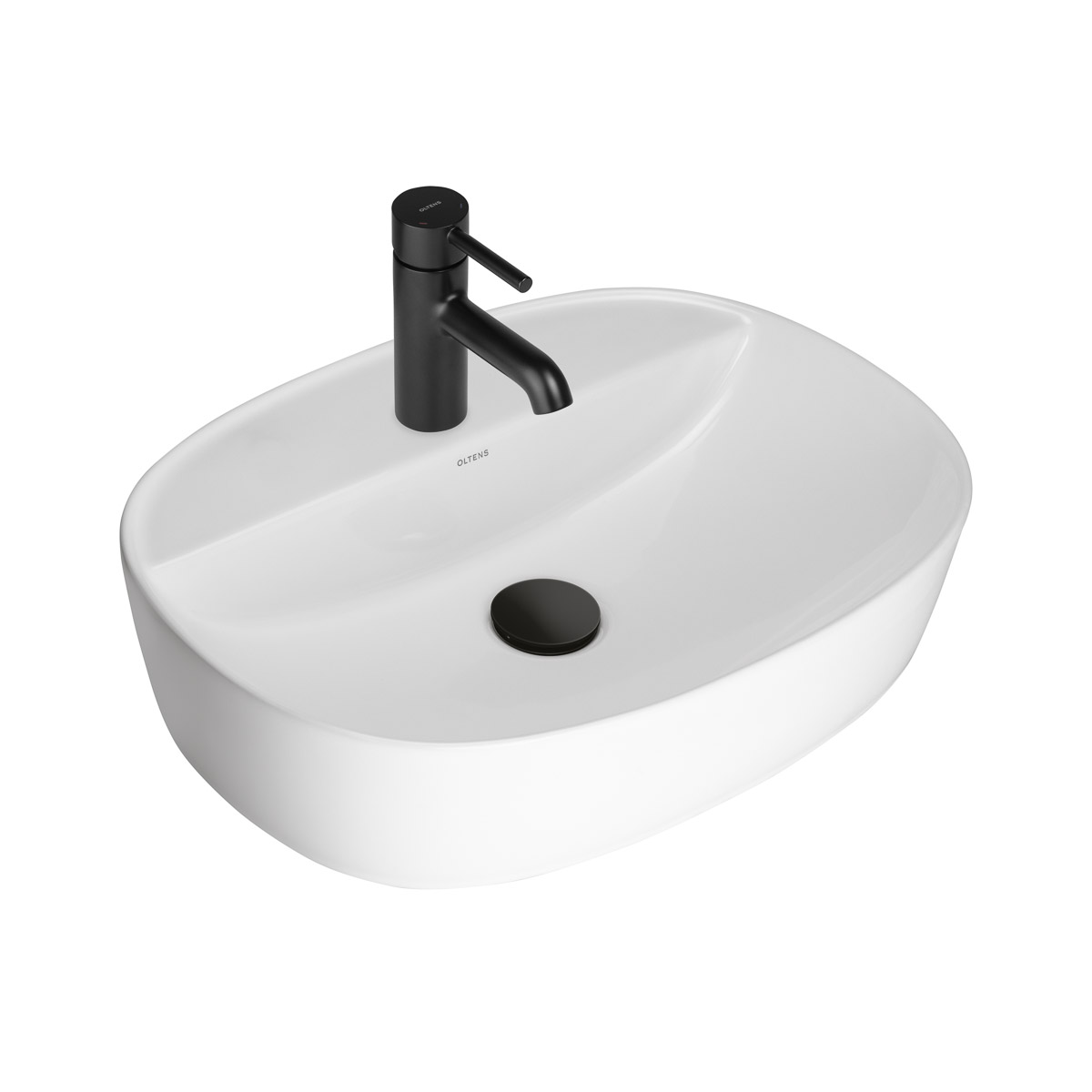 Oltens Hamnes lavabo 51x39 cm oval sobre encimera blanco 41813000