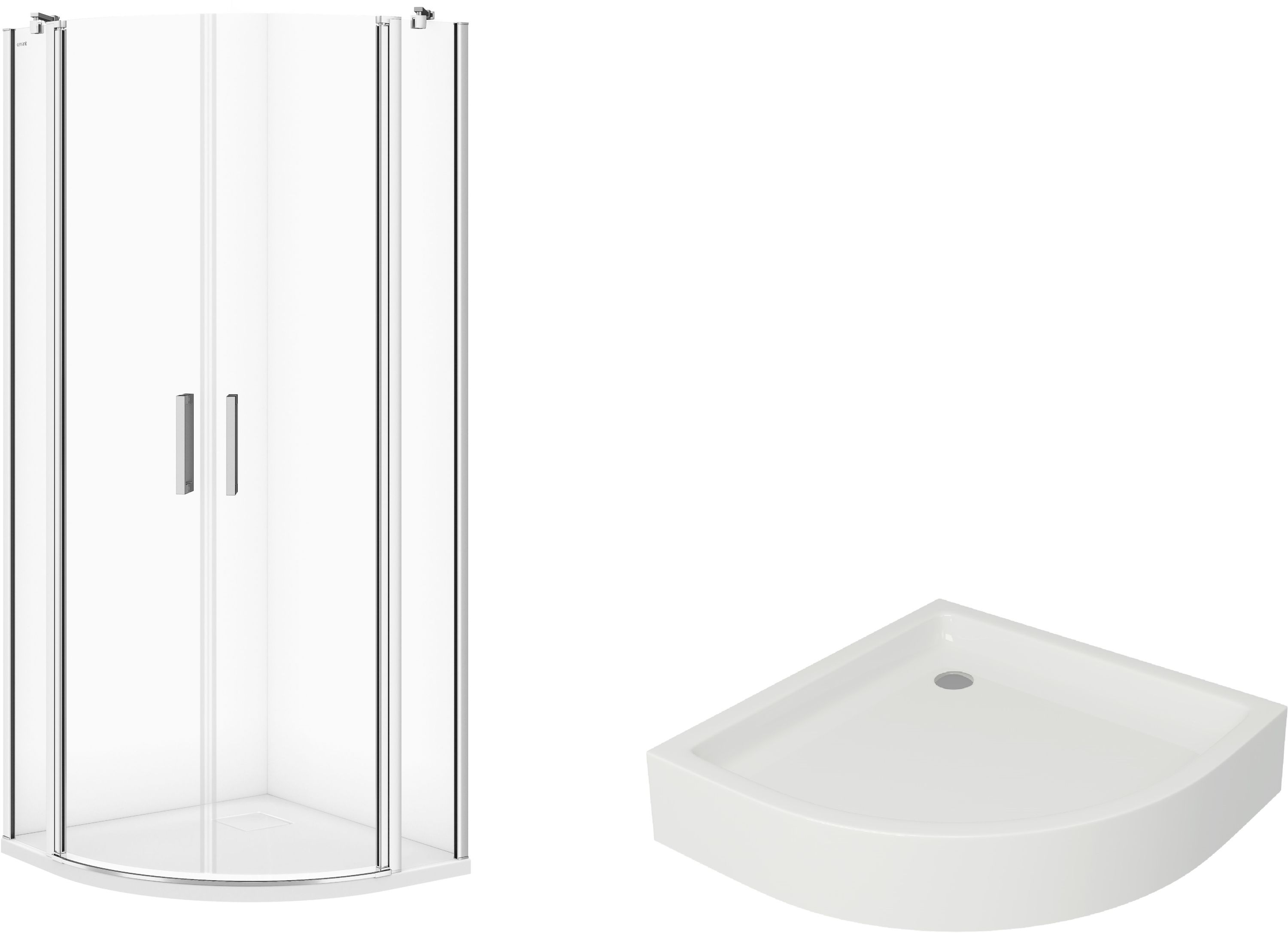 Conjunto cabina de ducha Cersanit Moduo S162-009, plato de ducha semicircular Cersanit Tako S204-003